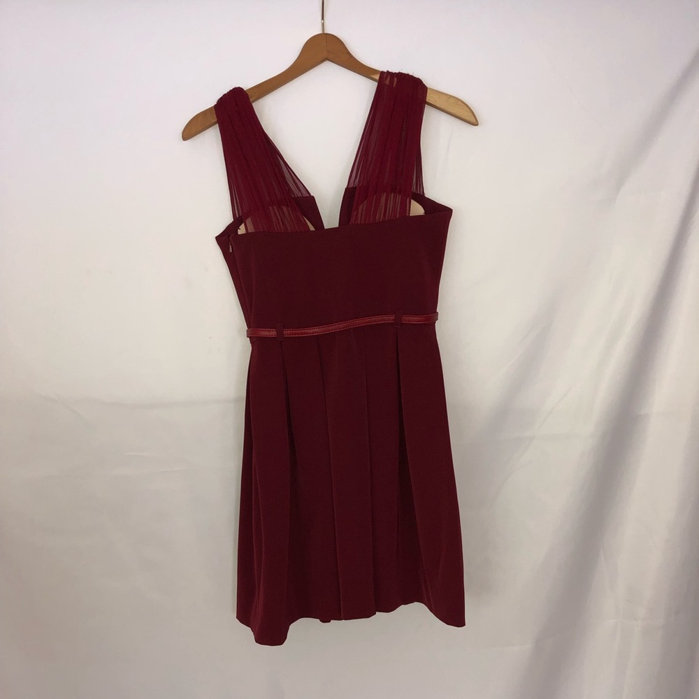 Black Halo Fit and Flare Plunge Neck Mini Dress - Picture 2 of 8